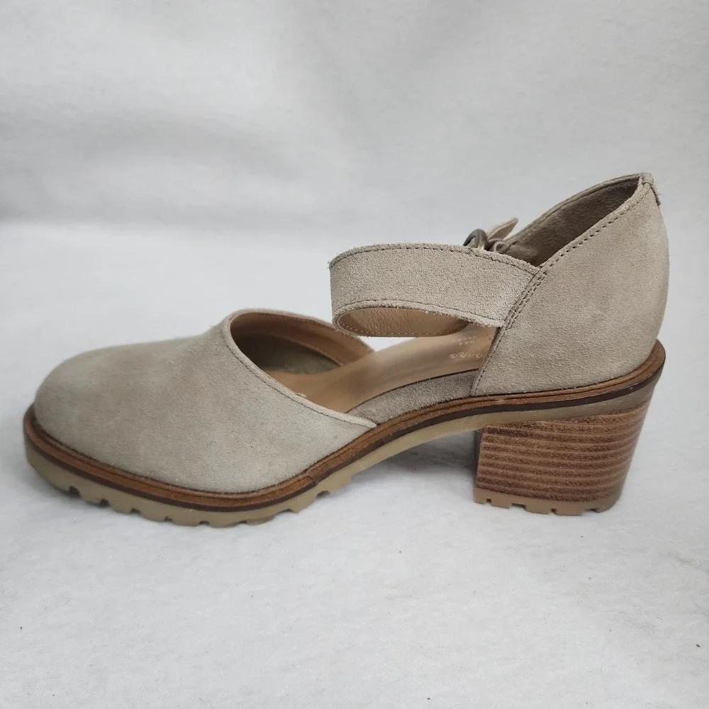 Seychelles Womens US 7.5 Lock and Key Mary Jane Beige Suede Block Heel Pumps